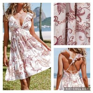 New! Cupshe Boho Mini Dress Paisley Print Size Medium